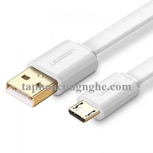 Ugreen 30680 0.5M màu Trắng Cáp sạc truyền dữ liệu USB 2.0 sang MICRO USB dáng dẹt US118 30030680